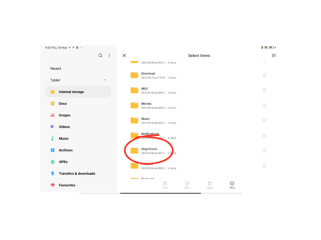 Example of Ongo Vision Folder on Android