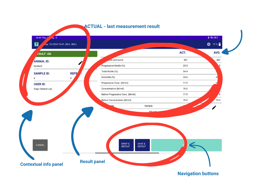 Ongo Vision Result Panel